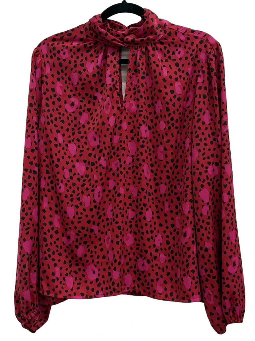 Nine West Animal Print Blouse Red Pink